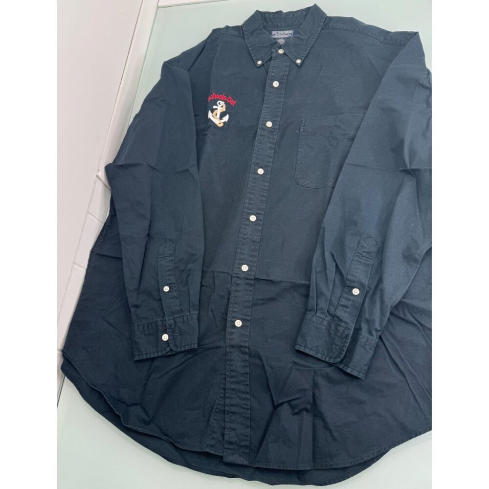 VTG Polo Ralph Lauren "Schools Out" Men Shirt Size L Embroidered Anchor Nautical - Picture 1 of 7